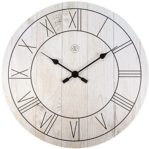 Nextime Paul Wanduhren, Metall und Kunststoff, Holz Weiß, 40 cm