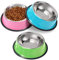SUOXU Stainless Steel Non-Slip Cat Bowls,Color Multi-purpose Cat Food Bowl Pet Water Bowl Puppy Feeding Bowl, Set of 3 Metal Cat Dog Bowls