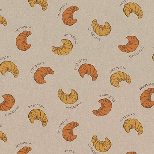Stoff Meterware Leinenlook Halbpanama - 1 Meter - Dekostoff, Kissen, Tischwäsche, Vorhang, Taschen (Croissant)