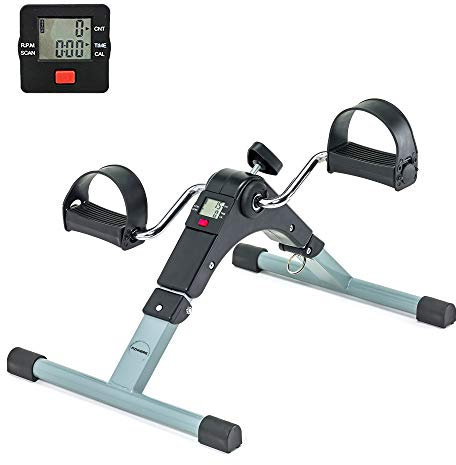 Mini Vélo d'Appartement, Pédalier Pliable por Jambes et Bras, Résistance Réglable avec Ecran LCD, Seniors