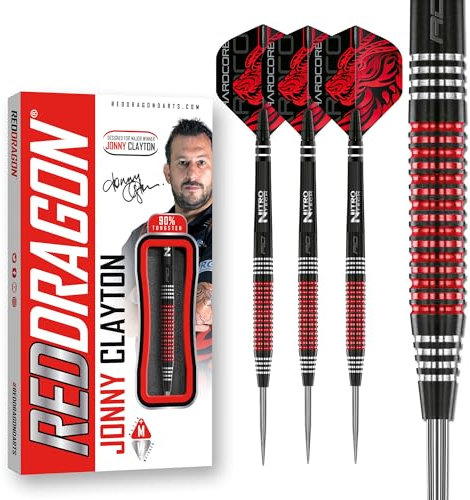 RED DRAGON Jonny Clayton Sonderausgabe 24 Gramm Professionelle Wolframpfeile mit Flügen und Stielen