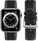 Fullmosa Correa Apple Watch Ultra Ultra 2 49mm,Series 9 8 7 con 45mm,Series SE/6/5/4 con 44mm, Series 3/2/1 con 42mm Yola Serie Pulsera de Piel Cuero Bruñida para iWatch,Negro + Hebilla de Plata.