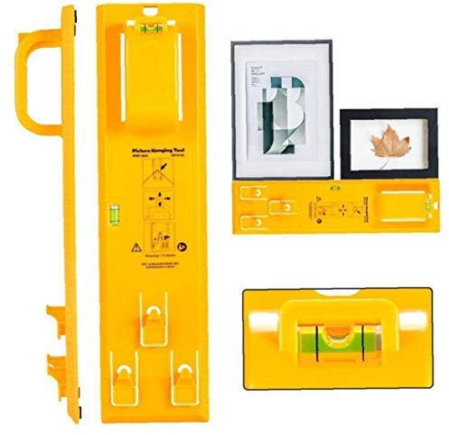 Picture Hanging Tool with Level Easy Frame Picture Hanger Wall Hanging Kit (Yellow)