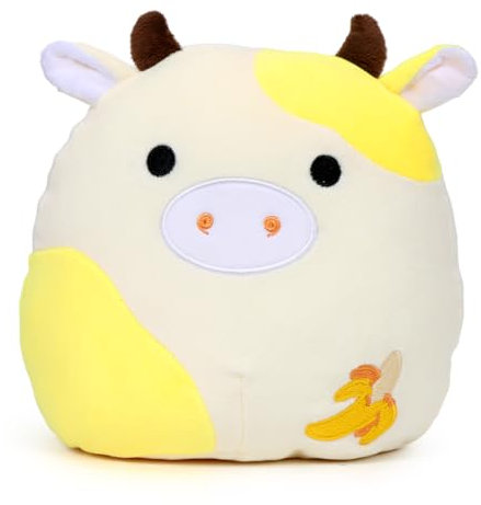 Zaloife Banane Kuh Plüschtier Gelb, Kuscheltier 20cm, Stofftier Plush, Lustiges Superweiches Plüsch Puppe Geschenk für Kinder