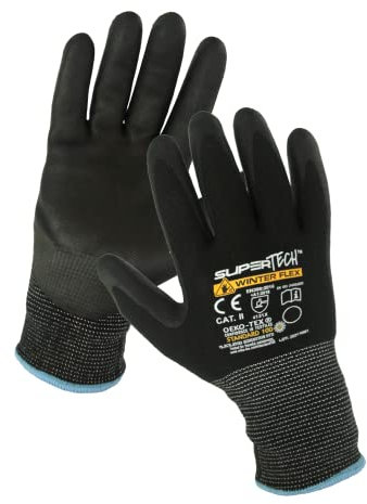 Trevendo Super Tech Winter Flex - Isolierte Arbeitshandschuhe, mit aufgeschäumter Nitril-Beschichtung. Größe 9, 12 Paar
