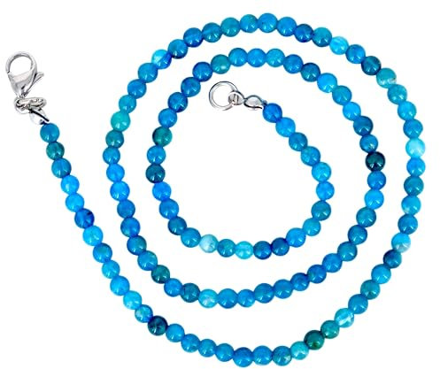 Taddart Minerals – Blaue Halskette aus dem natürlichen Edelstein Apatit mit 4 mm Kugeln und 45cm Länge – handgefertigt