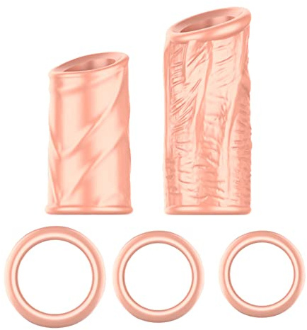Penisring Dehnbar Silikon Cockring Vorhaut Rückhaltung Penisringe 5 Stücke Set,Cockringe Extrem Silikon Eichelring Tag + Nacht + Sport,TPE Eichel Korrektor für Verzögerte Ejakulation (Modell B)
