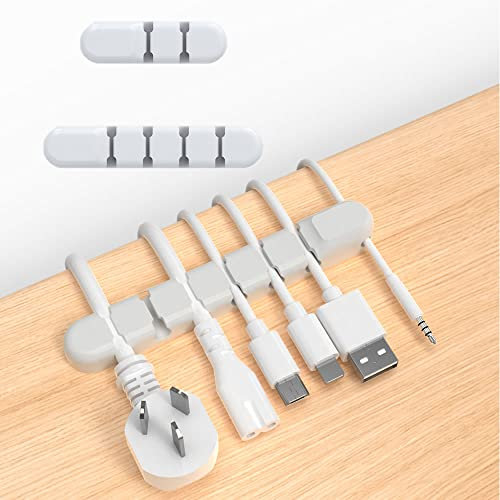 Eono Cable Holder Clips, 3 Pack Silicone Adhesive Wire Cable Holder, Cable Management Cord Organizer Clips for USB Charging Cable Mouse Wire PC Office Home, White
