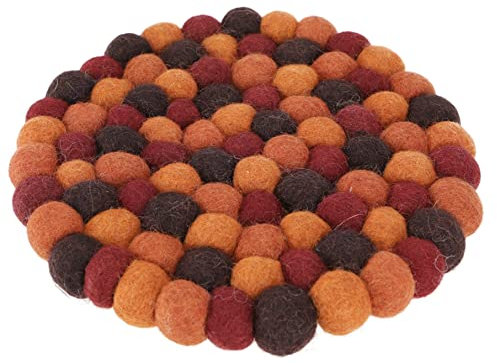 Filzuntersetzer, Untersetzer aus Filzkugeln, Filzdekoration rund Ø 20 cm - rost/bunt / Untersetzer und Tabletts