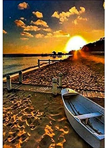 5D DIY Diamant Painting Bilder, Diamond Painting Kits Full Drill, Diamant Leinwand Kristall Strass Stickerei Bilder Painting nach Zahlen für Erwachsene Kinder Dekorationen - Sonnenuntergang