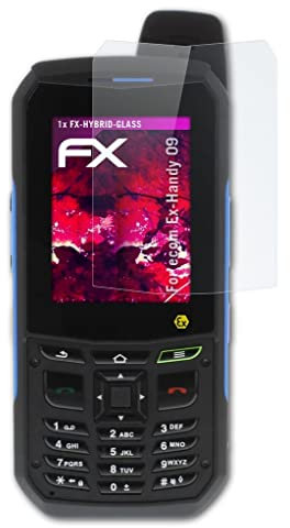 atFoliX Glasfolie kompatibel mit ecom Ex-Handy 09 Displayfolie, 9H Hybrid-Glass FX Schutzpanzer Folie
