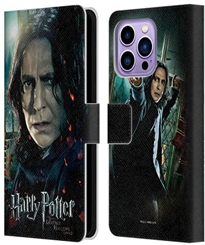 Head Case Designs Offizielle Harry Potter Severus Snape Deathly Hallows VIII Leder-Wallet-Hülle Kompatibel mit Apple iPhone 14 Pro Max