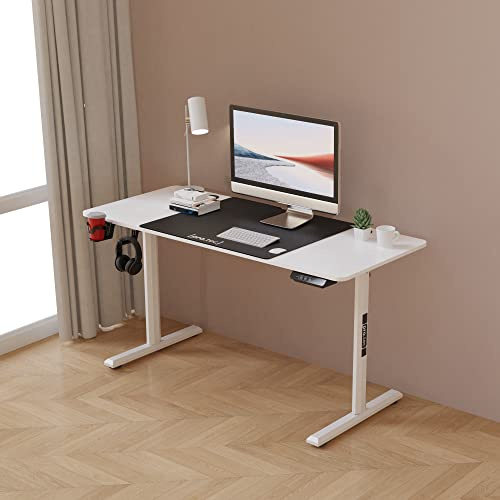pro.tec Höhenverstellbarer Tisch Hayward Schreibtisch elektrisch Gamingtisch Computertisch Height Adjustable Desk Weiß 140 x 60 cm