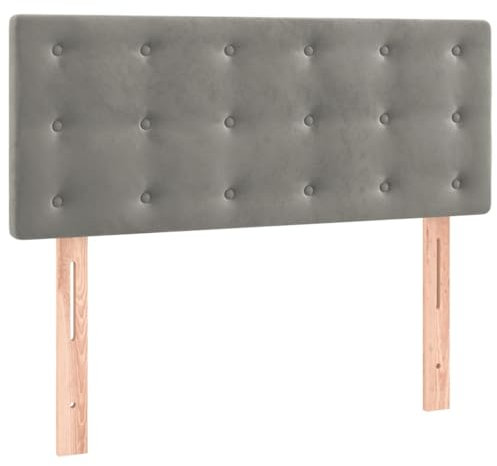 vidaXL Kopfteil, Bettkopfteil mit Holzbeinen, Höhenverstellbar Polsterkopfteil für Bett, Betthaupt Bettzubehör Schlafzimmer, Hellgrau 100x5x78/88cm Samt