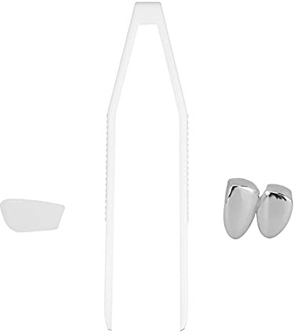 Halloween Cosplay plattierte Gold-Silber-Zähne, Grills für Ihre Zähne, Rapper-Metall-Zahndekoration, Hip-Hop-Mundgrills, für Männer Frauen (Silber)