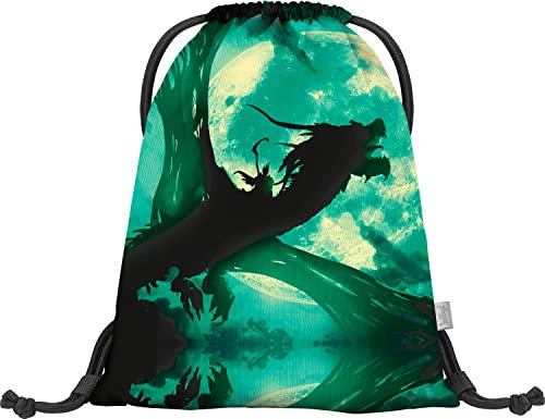 Baagl Turnbeutel für Jungen, wasserdichte Schuhbeutel für Kinder, Schule und Kindergarten Sportbeutel für Junge, Sportrucksack, Gymsack (Drache)