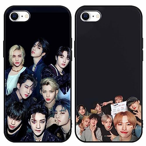 [2 Stück] Stray Kids Handyhülle für iPhone 8 iPhone 7 iPhone SE 2022/2020 Hülle 4,7, Kpop Start für Mädchen Silikon TPU Stoßfest Case Design Muster Schutzhülle für Skz Fans für iPhone 8 7 Hüllen,02