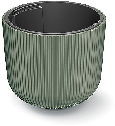 Tymar Blumentopf mit Einsatz, Blumenkübel aus Kunststoff, Übertopf, Pflanzkübel Gross(DBML Grün,ø 30 cm)