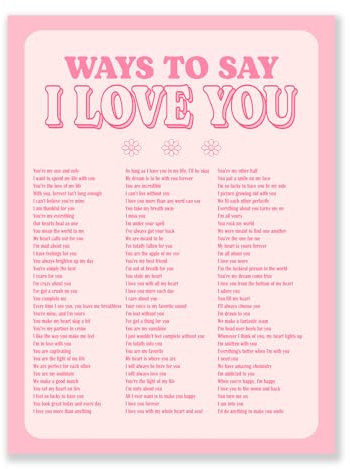CLFORLORGN Hellrosa flippige Poster I Love You Ästhetische Wandkunst Romantische Liebeszitate Leinwanddrucke adrettes rosa Bild für Wohnheim Wanddekoration 30,5 x 40,6 cm ungerahmt Paare Geschenke
