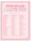 CLFORLORGN Hellrosa flippige Poster I Love You Ästhetische Wandkunst Romantische Liebeszitate Leinwanddrucke adrettes rosa Bild für Wohnheim Wanddekoration 30,5 x 40,6 cm ungerahmt Paare Geschenke