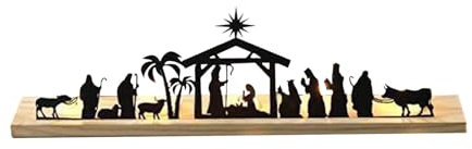 JISADER Weihnachtskrippe Adventskerzenhalter, Krippe Teelicht Kerzenständer, Krippenset Weihnachtstischdekoration, S