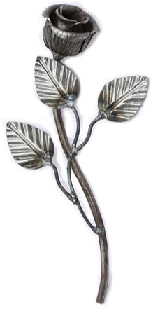 UHRIG Schmiedeeisen Rose, Zierblume aus Stahl, Gartendeko (Geschwungen 24cm lang)