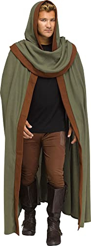 Umhang mit Kapuze Grün/Braun für Mittelalter Kostüme Robin Hood Damen Herren Cape Kutte