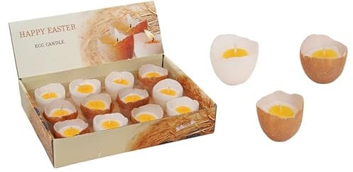 12 x Eierkerze Ostern im Display - Kerze Ei, Osterkerze, Eier, Osterdeko, Deko Frühling Frühjahr