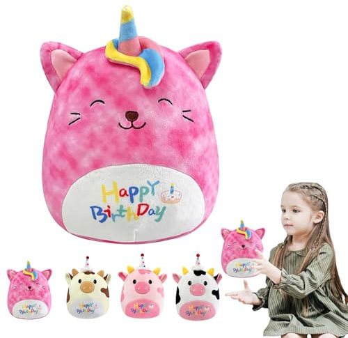 POPOYU Rosa Katze Kissen, Kreative Süße Gruselige Kissen Puppe Dekokissen für Kinder Weihnachten Geburtstagsgeschenke Weiche Bett Sofa Dekorationen