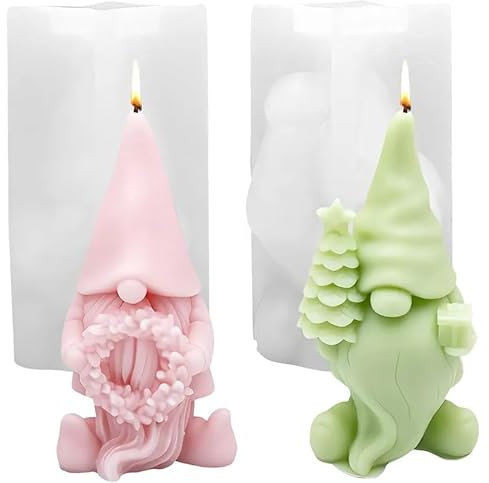 Silikonformen Gießformen Weihnachten Kerzenformen zum Gießen, 2 Stück 3D Wichtel Silikonform Weihnachten Zwerg Gießformen Silikon Gießform Wichtel Gips Zum Gießen Weihnachtsmann Giessformen Silikon
