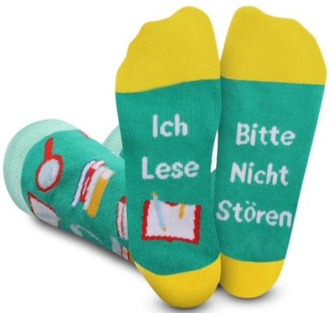 Szhhrxi Geschenke für Leseratten - Lustige Socken, Geschenke für Buchliebhaber und Leher, Socken mit Spruch, Lustige Geschenke für Frauen, Geschenkideen für Leseratte, Teenager, Frauen