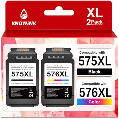 KNOWINK PG-575XL CL-576XL Patronen Kompatibel für Canon Druckerpatronen 575 576XL Multipack für Canon Pixma TS3550i TS3551i TR4750i TR4751i (2-Pack)