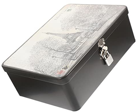 VICASKY Abschließbare Metallbox aus Weißblech mit Schlüssel, Vintage | Tisch Aufbewahrung, Einfache Optik, Abdichtung, für Sauberes Verstauen