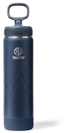 Takeya Sport 22 oz Triple-Insulated Stainless Steel Water Bottle – Leakproof, Sweatproof, BPA-Free, Keeps Drinks Cold 36 Hrs, Hot 14 Hrs – Indigo