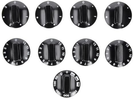 LUTH Premium Profi Parts Drehknopfset 9-Teilig Schwarz Universal für Herd Europart