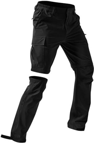Mrat Mens Hiking Cargo Trousers Zip-Off Pants Convertible into Shorts Waterproof Outdoor Fishing Trousers Quick Dry Stretch Walking Pant Lightweight Breathable Bottoms Travel Safari Running Camping