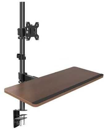 Monitor Mount Desk, Single Monitor Desk Mount with Keyboard Tray, Height Adjustable Monitor Mount arm with C-Clamp Base for Most 17-40 Screens, Holds up to 29.7 lbs, Stable and Adjustable(17-27)