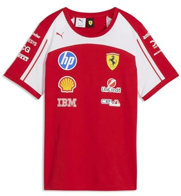 PUMA Scuderia Ferrari F1 2026 Women's Team Tshirt - Red | Short sleeve with round neck collar, Unisex regular fit, All the latest team and partner logos, Officially licensed