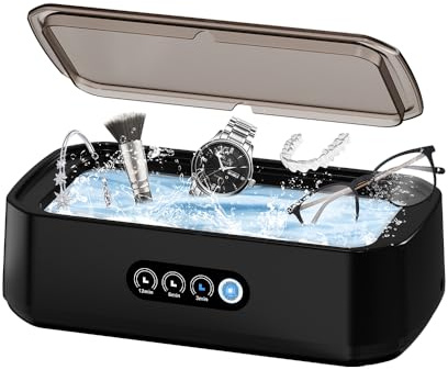 Ultrasonic Jewelry Cleaner,304 Stainless Steel Water Tank | 50KHz Ultrasonic Jewelry,Glasses,Rings,Watch Bands Cleaner,3 Modes with Digital Timer,22oz(650ML)