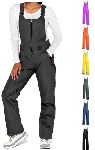 Skihose Damen Herren Latzhose Wasserdicht Schneehose Snowboardhose mit Reflektierenden Elementen Winter Warm Gefüttert Skioverall Verstellbaren Hosenträgerhose Schneeanzug Einteiler Skianzug Jumpsuit