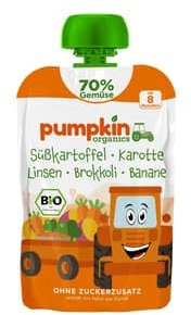 Pumpkin Organics Bio Quetschie Süßkartoffel, Karotte, Linsen, Brokkoli, Banane (0.1 kg)