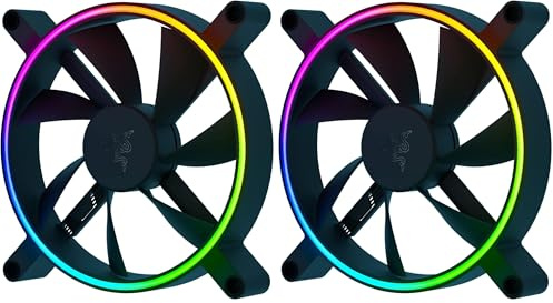 Razer Kunai Chroma - aRGB-PC-Hochleistungslüfter (Leise, leistungsstarke, Bis zu 8 Lüfter anschließen, Unterstützung für PWM-Lüftersteuerung, Razer Chroma) 1 Lüfter - 140MM (Packung mit 2)
