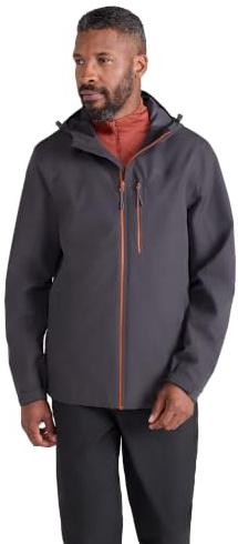 Mountain Warehouse Brisk Extreme wasserdichte Herrenjacke – verstellbare ärmelbündchen/Kapuze, Regen-/Herbstjacke, versiegelte Nähte, atmungsaktiv - zum Campen, Reisen Dunkel Grau X-Large