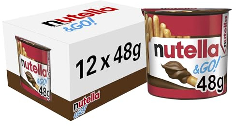 Nutella &Go! Hazelnut Snack Kit, Bulk Chocolate Gift, Hazelnut Spread with Cocoa and Breadsticks, Pack of 12 x 48g