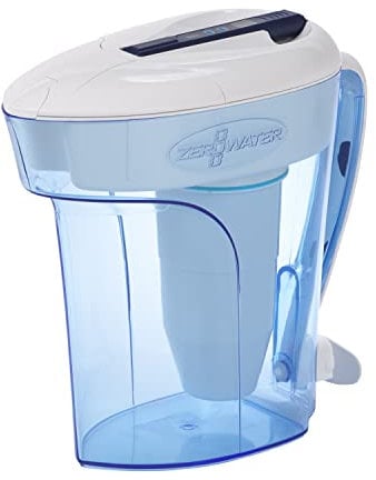 ZeroWater 5-Stufige Filterkanne für Trinkwasser mit 2,8 L - NSF-Zertifizierte Wasserfilter Kanne, um Blei, Andere Schwermetalle und PFOA/PFOS zu Reduzieren - in Weiß und Blau