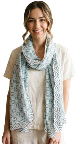 Rastogi Handicrafts hand block printed Indian traditional design 70x20 inch mini Stoll, Scarf and Sarong for girls 100% Pure cotton (Scarfs-15)