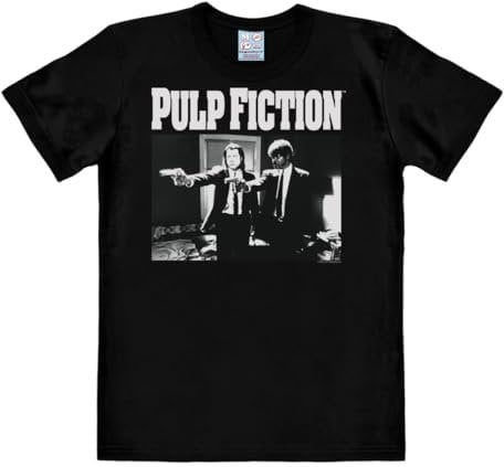 Logoshirt® Pulp Fiction I Vincent Vega & Jules Winnfield I T-Shirt Print I Damen & Herren I kurzärmlig I schwarz I Lizenziertes Originaldesign I Größe M