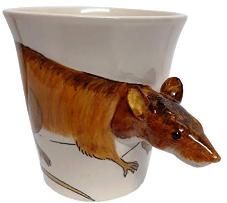 B2SEE tasse-animaux-mug-vaisselle-animaux-3d-ceramique fait main enfant femme garcon fille (Souris-Rat)