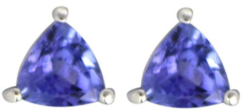 925 Sterling Silber Trillion Form facettiert Tansanit Ohrstecker, Stein, Tansanit