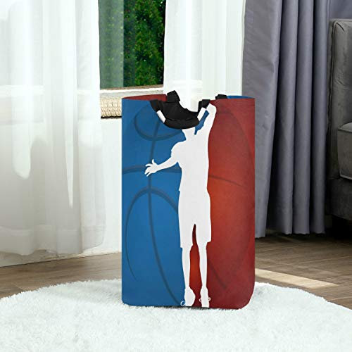 Mnsruu Wäschekorb, Basketball, tragbar, schmutzige Kleidung, Korb, groß, faltbarer Wäschesack mit Griffen